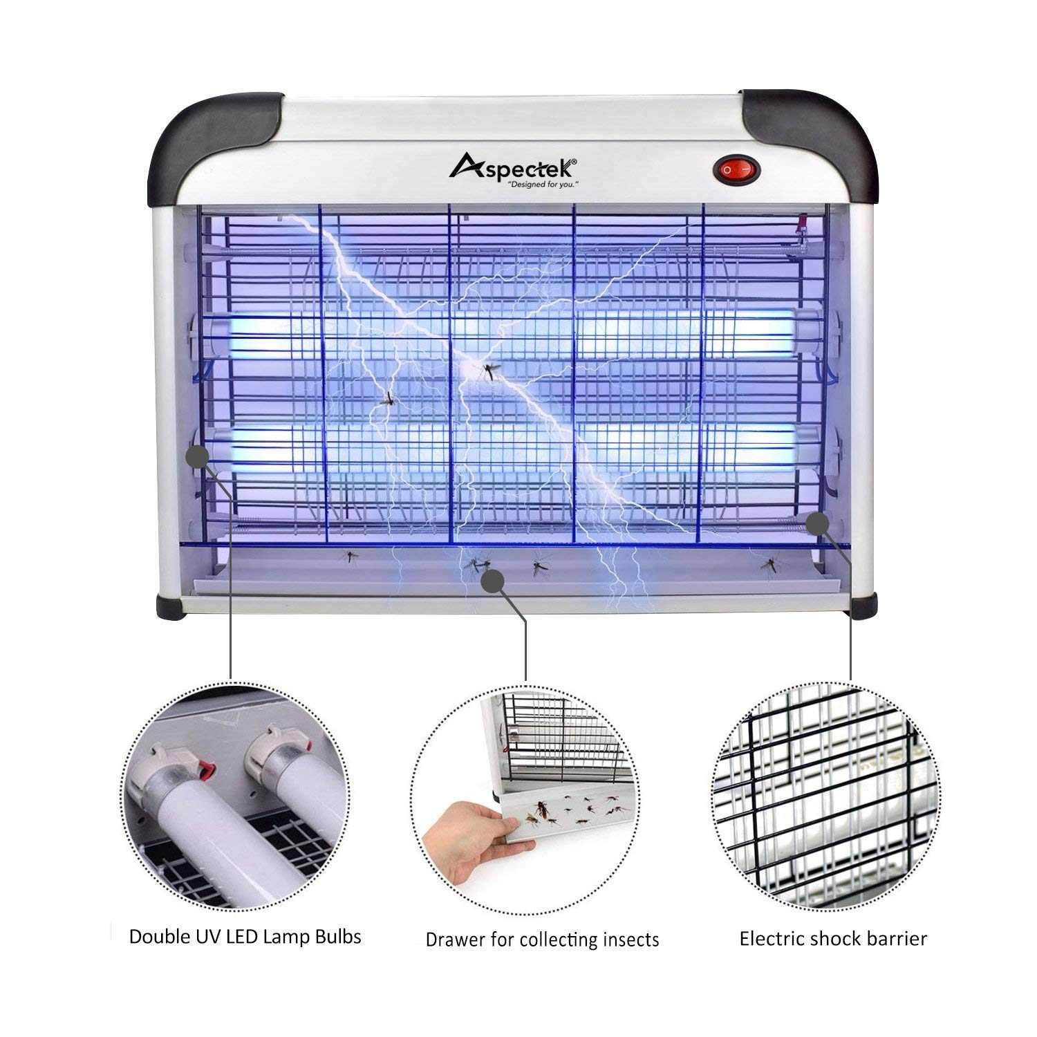 ASPECTEK Upgraded 20W Bug Zapper - Electronic Insect Killer