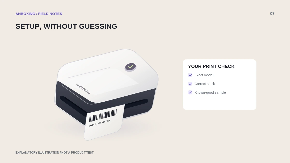 Explanatory illustration for use a label printer with a chromebook: compatibility first