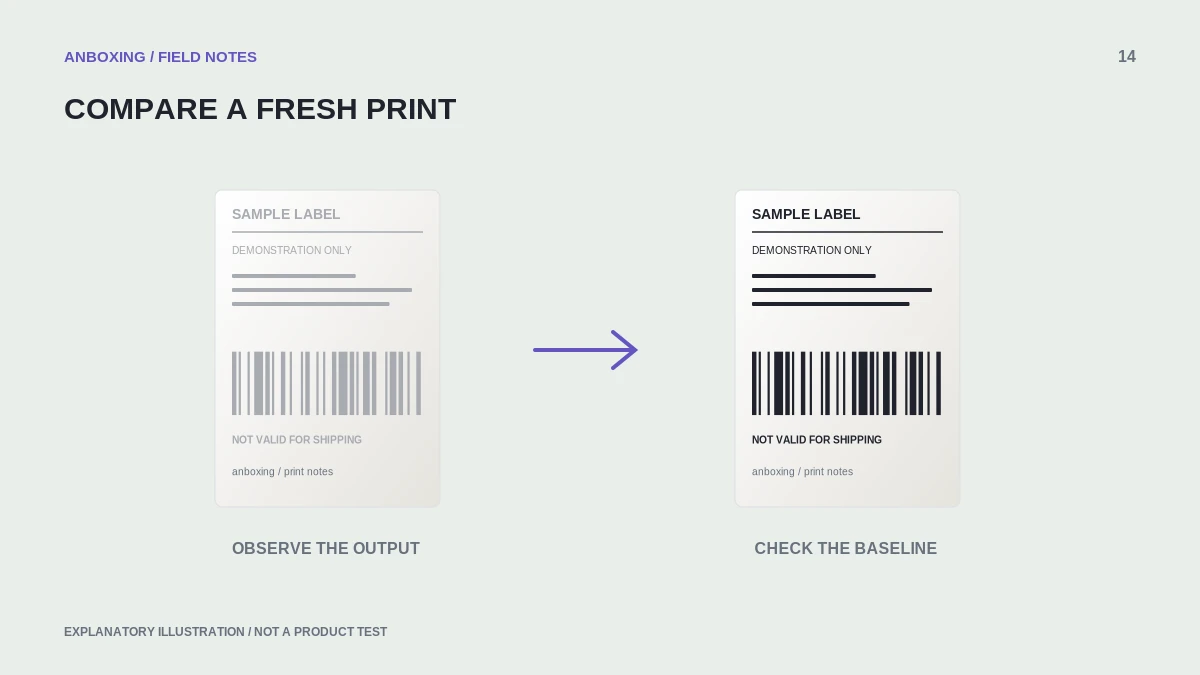 Illustration comparing pale and clear non-postage test patterns